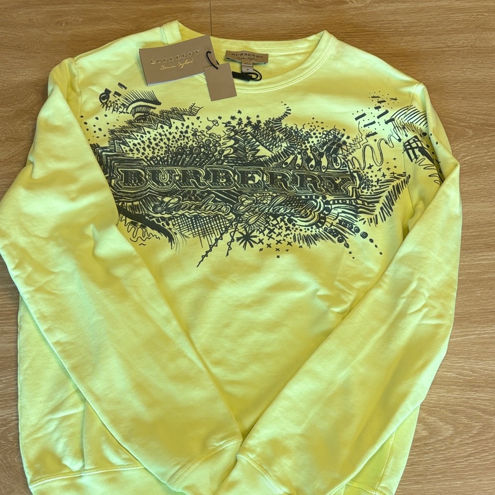 Burberry Men's Yellow Graphic Crewneck Sweater